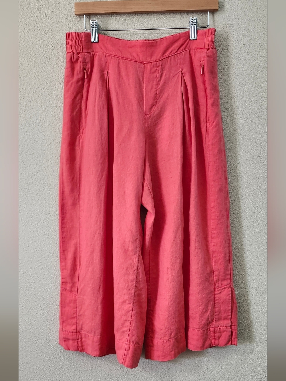 Athleta Playa Wide Leg Linen Crop Pants Size 10 P